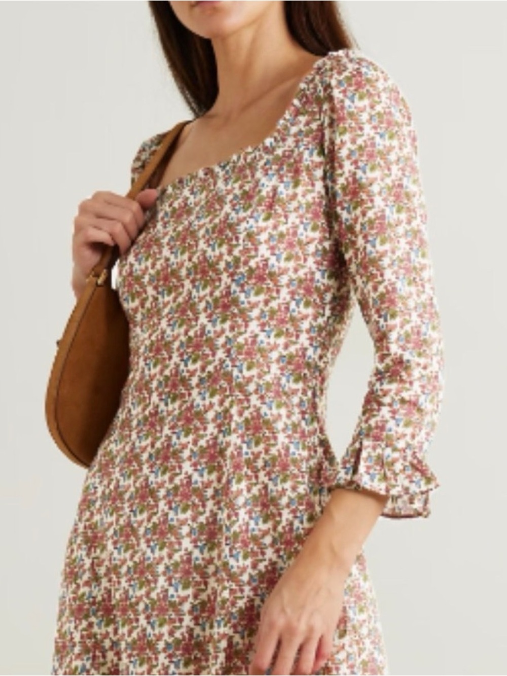 Doen Marisa ruffled floral-print dress in cream